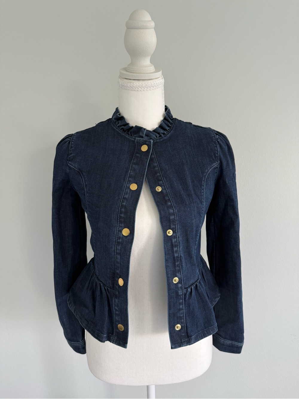 Janie & Jack Girls Ruffle Collar Denim Jacket, Size 10-12